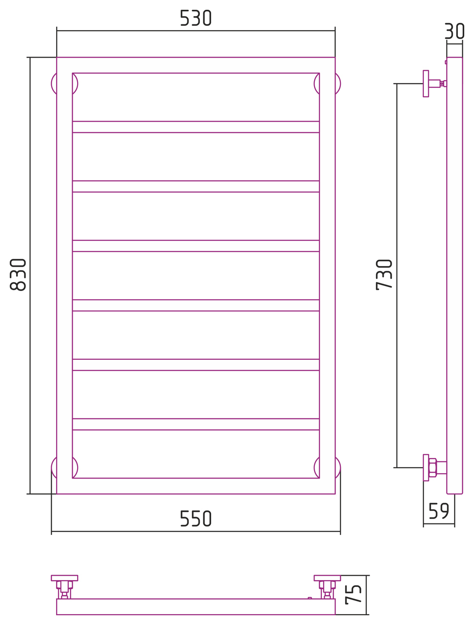 Полотенцесушитель водяной Сунержа Канцлер 800x500