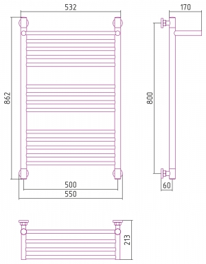 Полотенцесушитель водяной Сунержа Богема с полкой+ 800x500